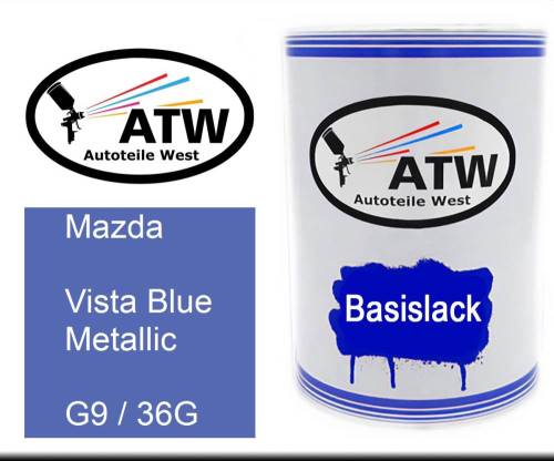 Mazda, Vista Blue Metallic, G9 / 36G: 500ml Lackdose, von ATW Autoteile West.